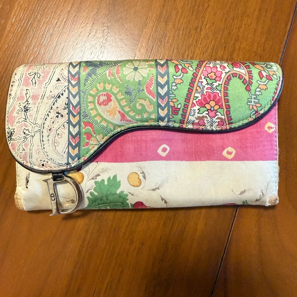 Vintage Dior Silk Paisley Wallet Multicolor